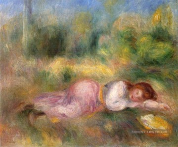 fille allongée sur l’herbe Pierre Auguste Renoir Peinture à l'huile